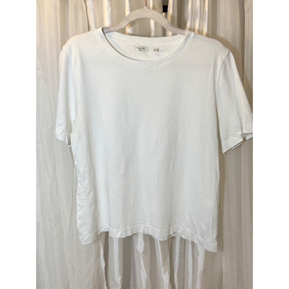 Babaton T-Shirt Womens Medium White Short Sleeve Crewneck Basic Tee